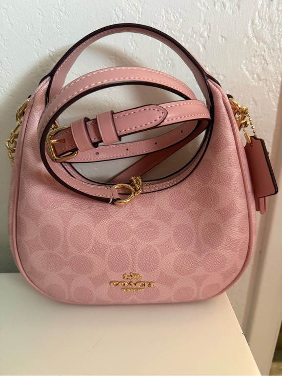 Coach Handbags - Coach Powder Pink Carmen Signature Leather Crossbody Bag